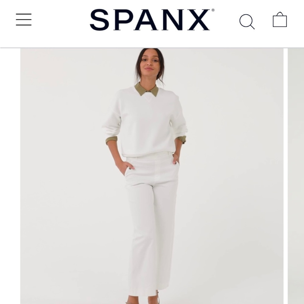 SPANX white cropped twill stretch pants. Perfect!